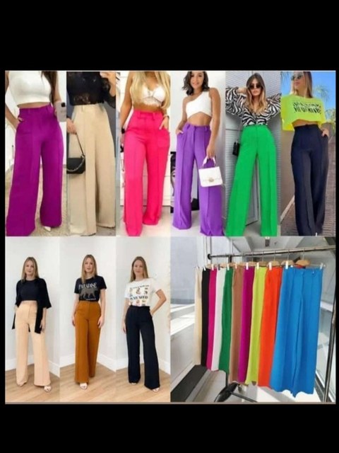 Novidade calça pantalona botão duna sem zíper