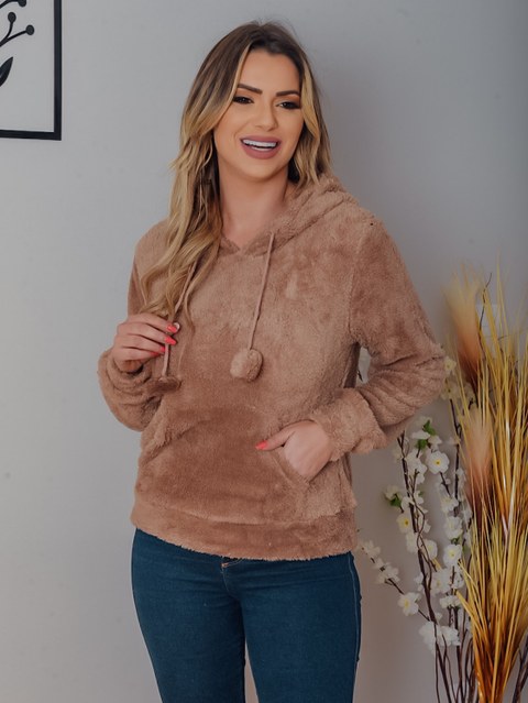 MOLETOM LISO PELUCIA BLUSA FEMENINA INVERNO OUTONO Z3