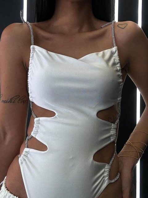 Body Feminino Anita Cruzado Com Brilho Strass