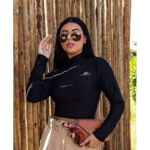 CROPPED BLUSA FEMININO GOLA MANGA LONGA SUPLEX SEM BOJO REF-347