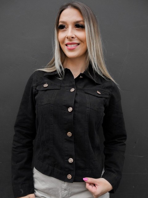 Jaqueta Feminina Jeans Básica cor preta