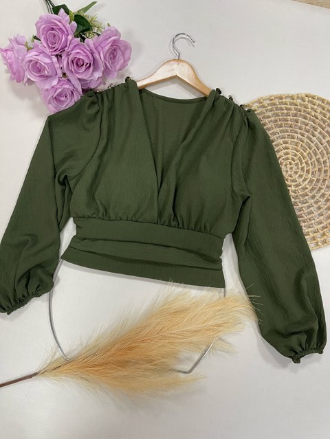 Blusa manga longa tecido duna com bojo Maya modas