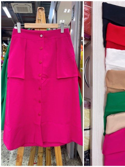 Saia midi alfaiataria feminina mimius moda