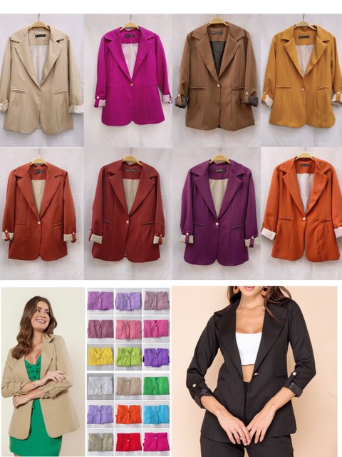 Blazer alfaiataria com forro feminina mimius moda