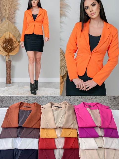 Blazer tradicional alfaiataria com forro inteiro feminina mimius moda