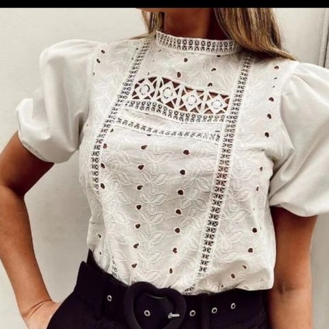 Manga curta de crepe moda feminina isa