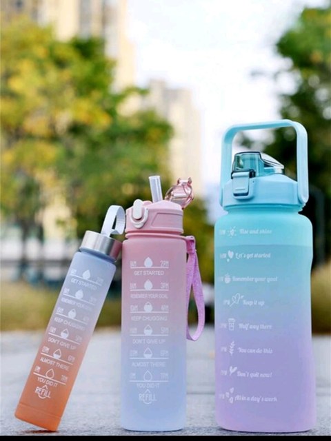 Kit com 3 garrafas motivacionais 2litros 900ml e 500ml