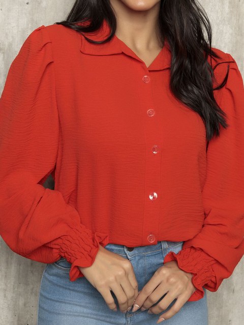 Camisa de duna de manga princesa de elástico na manga