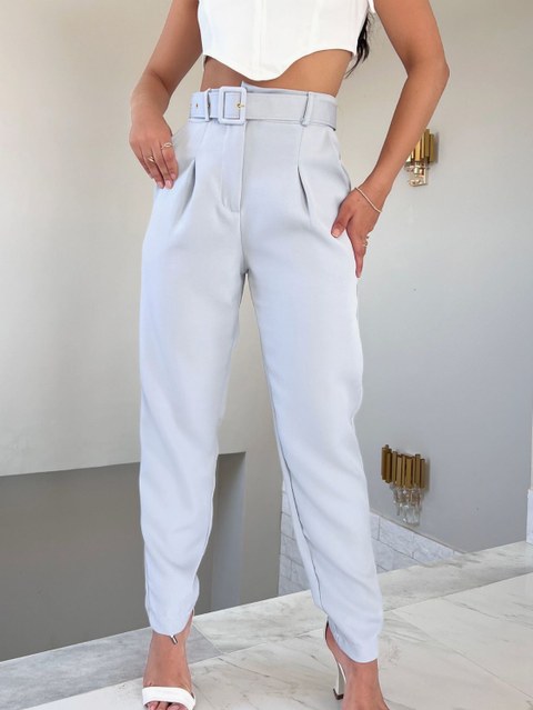 Onsay Calça social clochard cintura de alfaiataria com cinto/DD002