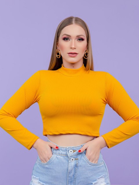 Cropped Gola Alta| Manga Longa Canel