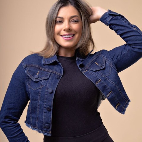Jaqueta Jeans Botão Encapado Denim