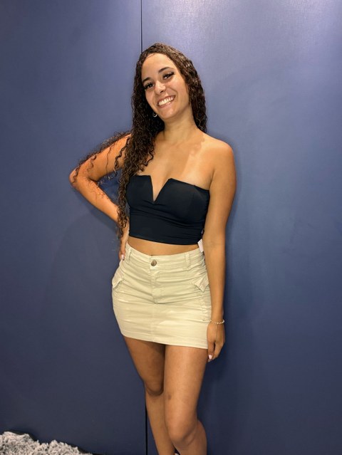 Saia cargo com strass com bolso nas laterais