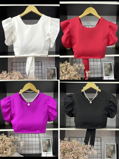 Cropped alfaiataria com bojo