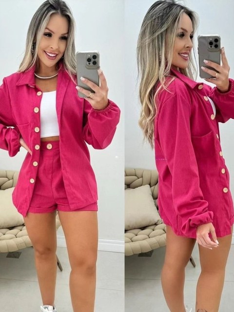 Conjunto shorts e camisa linho