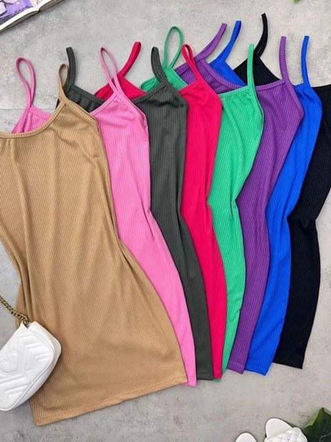 Vestido canelado alcinha