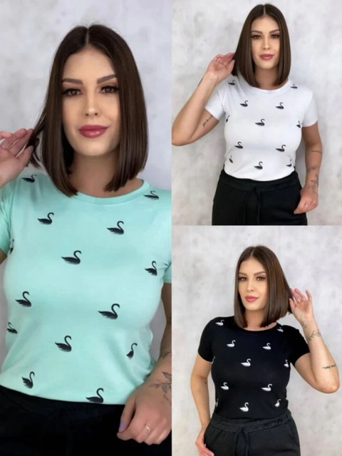 Kit 3 peças blusa T-shirt feminina tecido viscolycra
