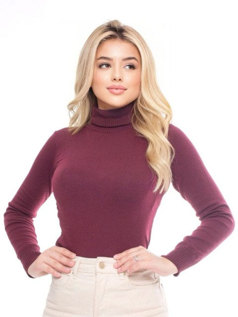 Blusa  tricô  feminina  gola alta  liso
