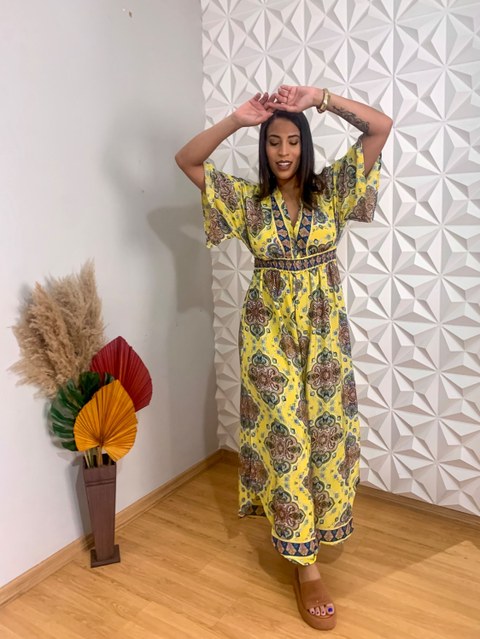 Macacão pantalona em Seda Indiana