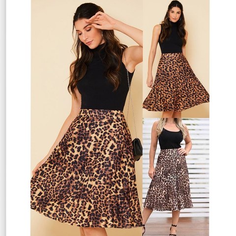 Saia Plisada midi onça