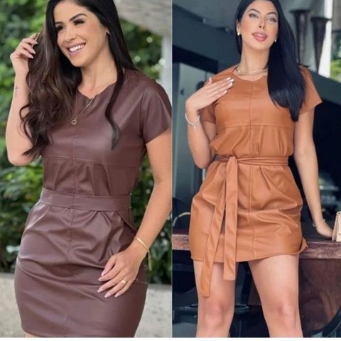 Vestido Couro Fake