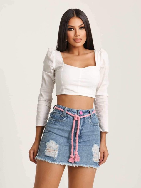 Saia jeans feminina