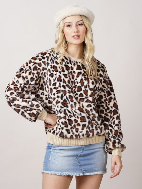 BLUSA FEMININA DE FRIO/ ANIMAL PRINT/SUÉTER / CASACO / INVERNO/ ZE 7108