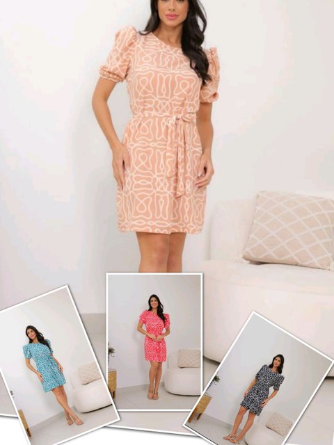 Vestido curto de poliéster