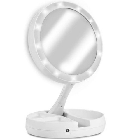 Espelho Facial de Camarim Led Articulável Com Aumento 10x