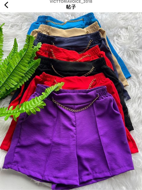 Shorts com detalhe corrente kit 3 peças