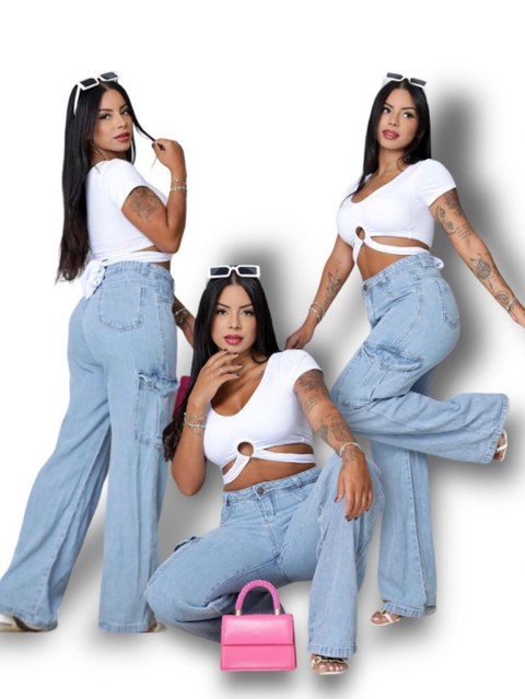 Cargo wide leg  jeans pantalona