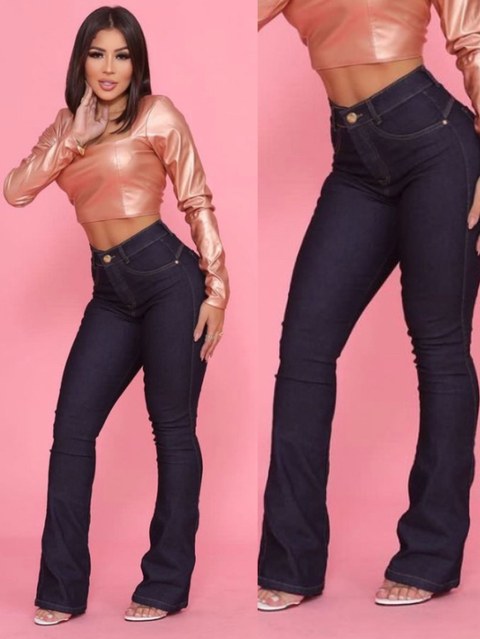 Calça jeans  flare feminina com lycra