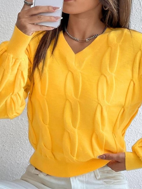 Blusa tricô Manga Longa Com trança