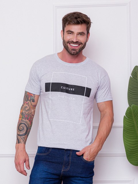 Camiseta Masculina CULTURE Simples Estampada Camisa Básica B