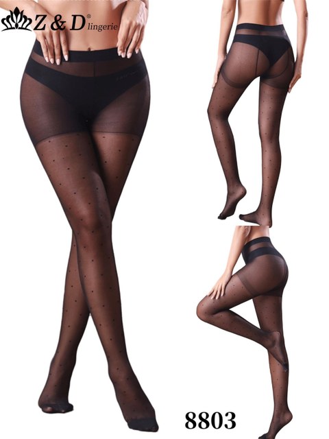 12Peças Z&D Lingerie Meia Calça Fio15 Clássica Fina  Adulto Com Detalhes 8803
