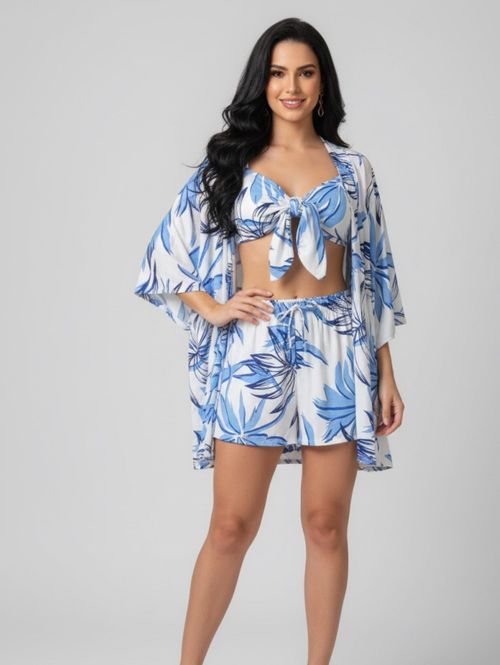 Cor Branco floral azul marinho