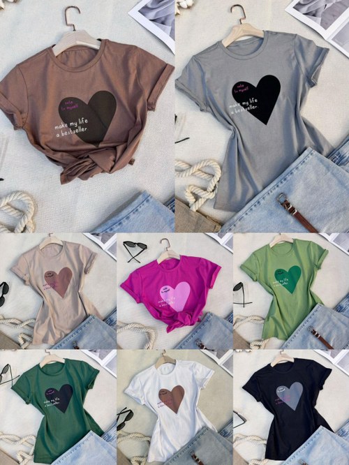 Camisetas com algodão coração grande - Oi Linda | ZAX