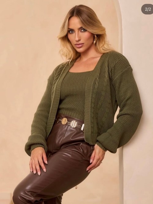 Conjunto twinset de tricot , blusa + casaco - Sarah Corrêa Tricot