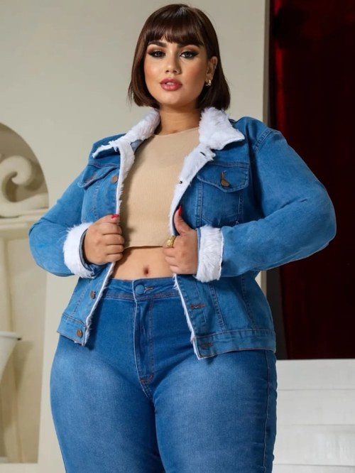 Jaqueta Plus Size Com Lycra Pelinho - Mel Company Jeans | ZAX