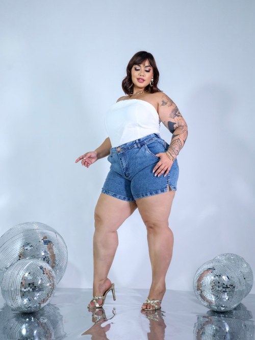 Shorts Marmorizado Plus Size 46 ao 54 - Mel Company Jeans | ZAX