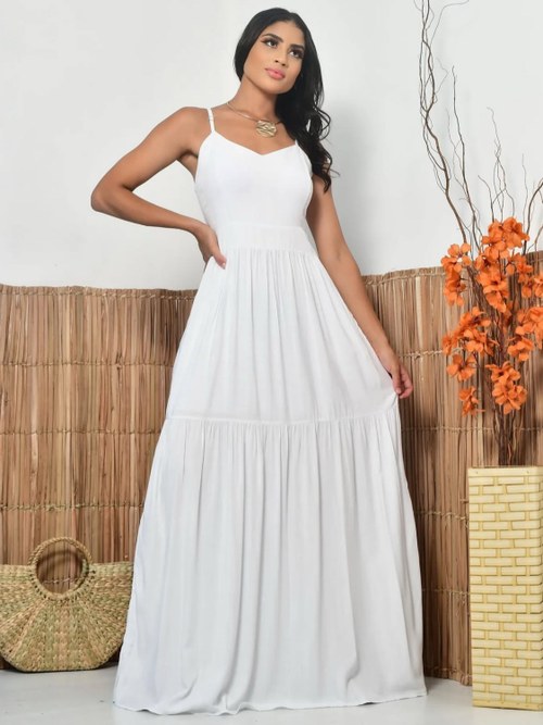Vestido longo Gabi liso - Carmin Modas | ZAX