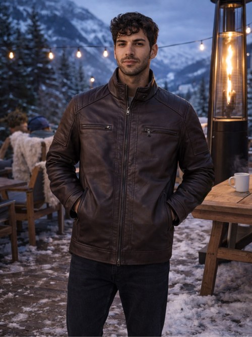 Jaqueta de couro forrada masculina - Okapi Jaqueta | ZAX
