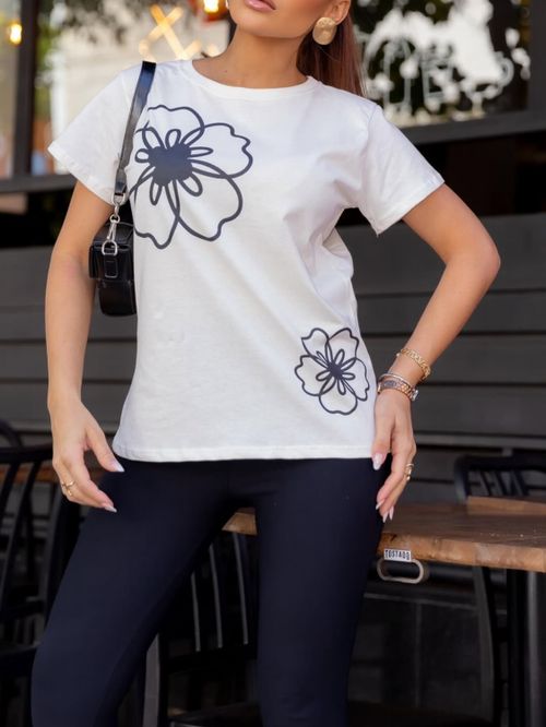 Cor Preto Branco Floral