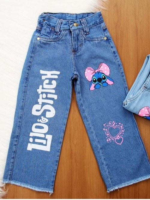 Calça jeans infantil feminina Stitch Mary fashion ZAX