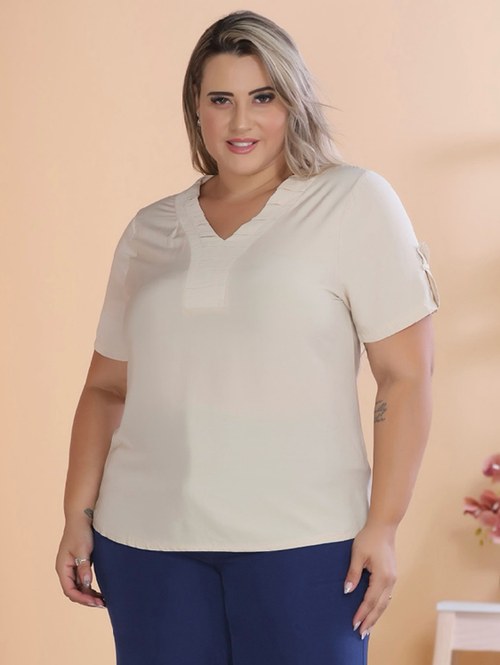 Blusa plus size QB223 - Qiu Linda Rosa | ZAX