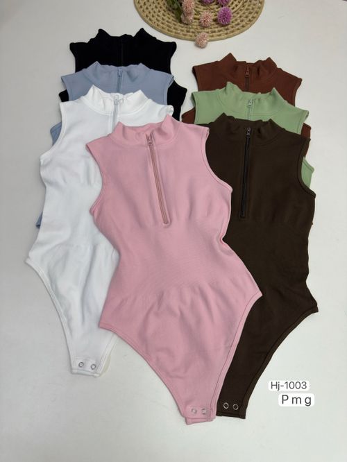 Body Feminino de Gola Alta com Zíper (1005) - H&J Moda Feminina | ZAX