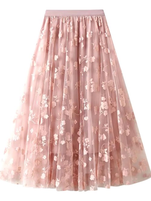 Saia Flor Tule Longa Tendência Blogueira - Nicole Chic | ZAX