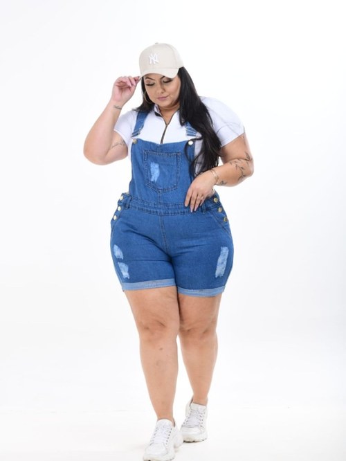 Jardineira de short plus size - Mel Company Jeans | ZAX