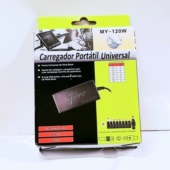 Carregador portátil universal com 9 Plugs   para notebooks  